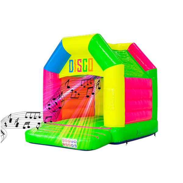 Springkussen disco Fluor colors met dak Springkussen disco Fluor colors met dak